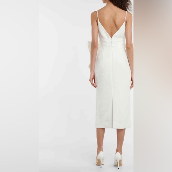 Rebecca Vallance Bridal Genevieve Bow-Trimmed Crepe Midi Dress - White Size 12 - Picture 2 of 10
